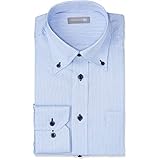 [ドレスコード101] 形態安定加工 ワイシャツ ビジネスでも カジュアルでも かっこよくきまるシャツ 長袖 豊富なサイズ レギュラー ワイドカラー SHIRT-000 メンズ 72 ブルー ボタンダウン 15-17