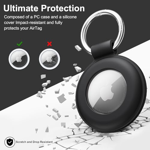 Image of for AirTag Holder for AirTag Case Keychain Air Tag Holder, Waterproof Silicone for Airtag 4 Pack Case with Keychain for Apple AirTags, Air Tags Accessories for Pet, Luggage, Backpacks, Kids, Keys