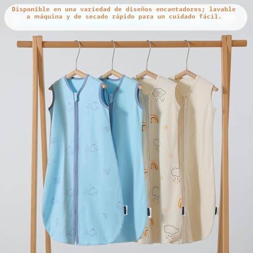 Miniatura 4 de Pewingo Saco De Dormir Para Bebé 0.5 Tog 0-6 Meses Saco De Dormir 2pcs Con 100 Algodón Manta Para Recién Nacido Con Doble Cremallera Material Suave Transpirable Y Lavable A Máquina -Beige