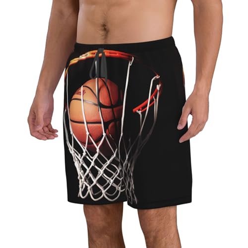 Basketball Men's Swim Trunks Quick Dry Board Shorts with Pockets Casual Drawstring Beach Shorts2