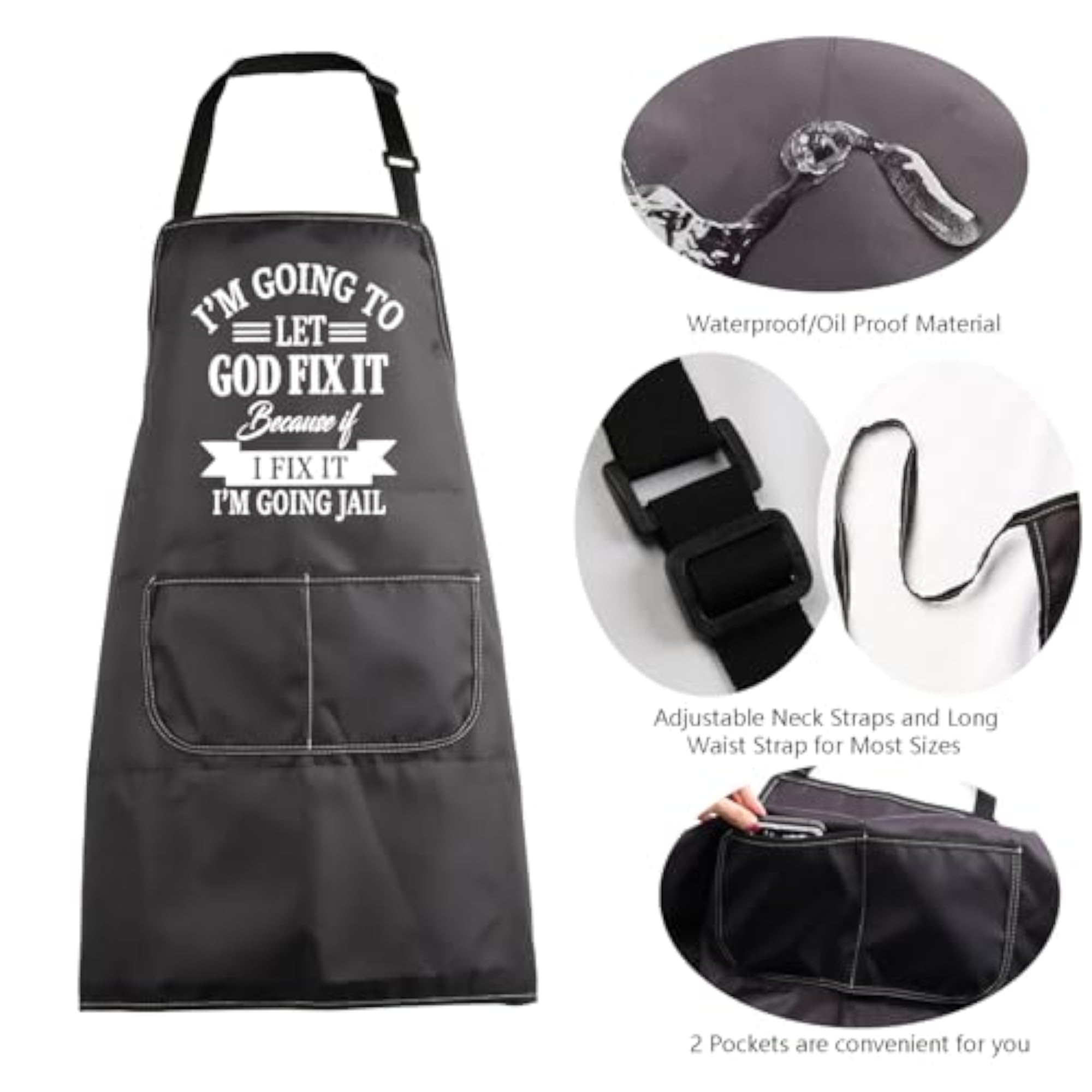 Funny Saying Bib Apron, Adjustable Chef Apron
