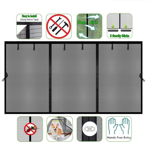 Image of Magnetic Garage Door Screen 16x12ft for 2 3 Car, Doors Durable Fiberglass Heavy Duty Mesh Magnetic Net, Pets Friendly Retractable for Carport Garage Patio Porch (Black, 16x12ft)