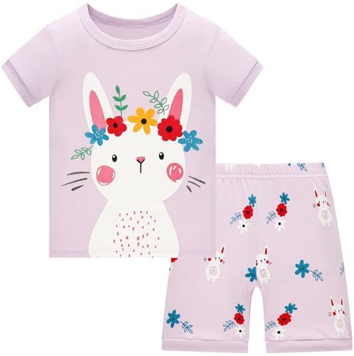 Colobe Fille Ensembles de Pyjama Court Licorne Enfants Coton Mignonne Rose 2 Pièces Vêtements 7-8...