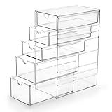 Hipiwe 5-Drawers Plastic Storage Organizer, Clear Hair Accessories Organizer with Large Capacity for Bathroom, Dresser, Cosmetic Hair Tie Container for Girls Women