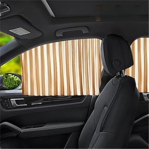 4枚セット 車内カーテン 車中泊 磁石 日除け日焼け止めは伸縮自在 車用レールUVカット じきすいこみひさしカーテン 日除けグッズ 車窓 車内 断熱 サンシェード マグネット ダブル カーシェード 自動車 運転席 助手席 取付簡単 (カーキ) [並行輸入品