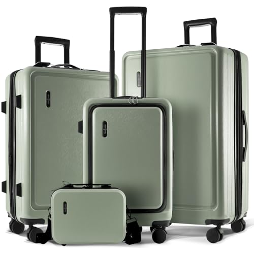 Image of Hard Shell Luggage Sets with Spinner Wheels 4 Piece, Expandable Large Suitcases with TSA Lock, Travel Large Suitcase Set, Sage Green Luggage Set