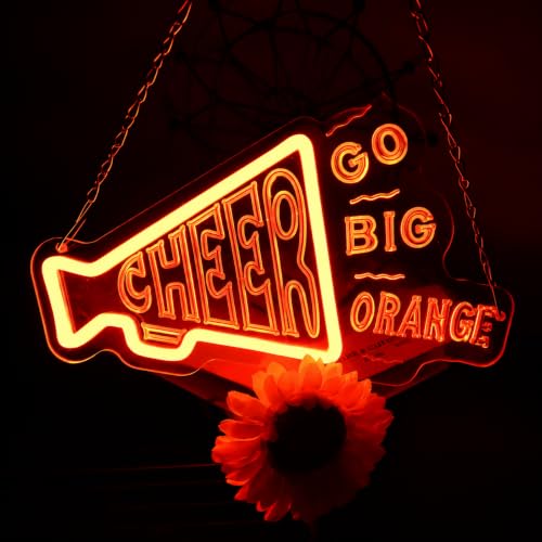 Image of Football Neon Sign, Go Big Orange LED Neon Light for Wall Decor, Dimmable USB Powered Neon Sign for Man Cave, Bar, Bedroom, Party, Tennessee Fans Gift, Orange Neon Wall Light for Game Room, College Dorm