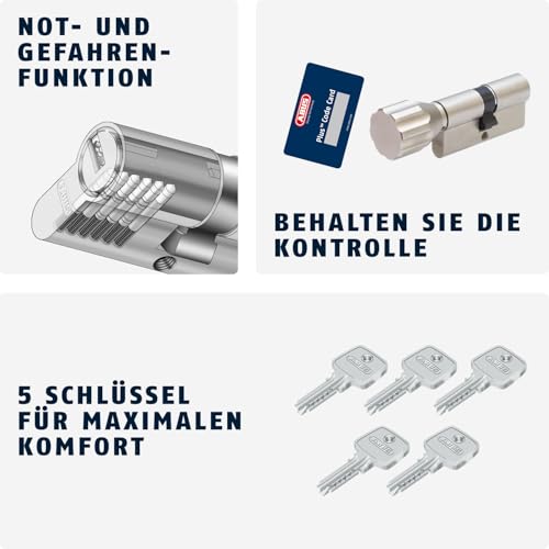 ABUS Profil-Zylinder KD6XNP 30/30 mit Codekarte und 5 Schlüsseln, 50716