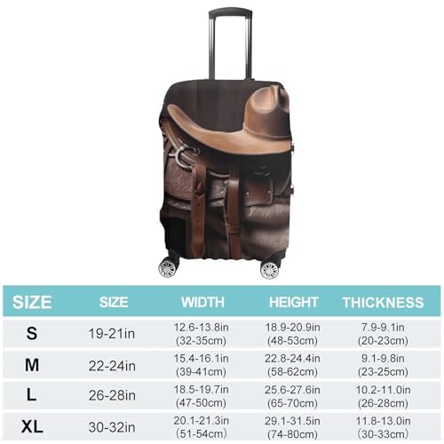Travel Luggage Cover Protectors Elastic Anti-scratch Suitcase Cover Washable Luggage Sleeve Horse Saddle with A Cowboy Hat Wild Suitcase Cover Protector Fit 18-32 Inch Suitcases Travel Accessories L2