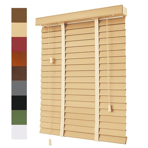 Store Venitien Interieur, Store Venitien en Bois Naturel/Blanc/Marron/Noyer, Store Bois à Lamelles pour Fenêtres，Stores Horizontaux Occultants 60cm 80cm...