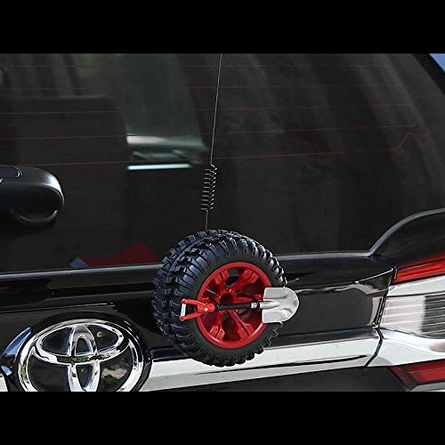 Image of CB Miniature Spare Tire Flag Shovel Creative Off-Road Mini Rigs Build For Car Automotive Styling, Body Shop Decoration, Black Wheel-Safety Flag