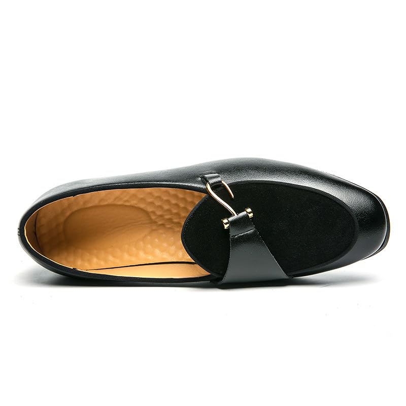 Santimon Men's Classic Leather Loafers Dress Slip on Wedding Velvet Tuxedo Shoes3