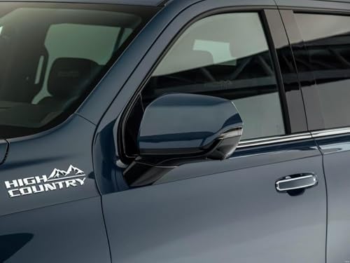Image of 2Pcs High Country Emblems Side Door Letter Logo Car Badge Nameplate Replacement for 2019-2025 Tahoe Silverado (2Pcs Side Emblems - Chrome)
