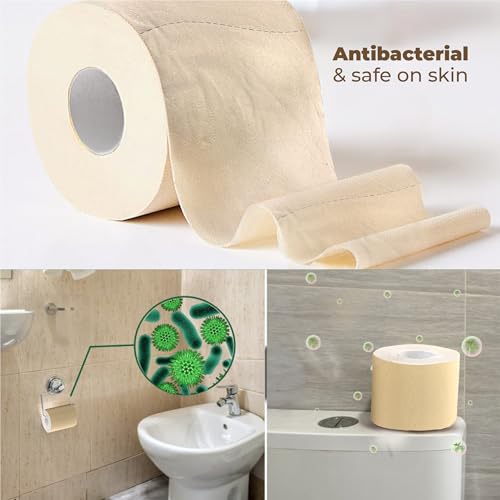 Image of IMECO 6 Rolls Toilet Tissue Paper | 960 Pulls Combo (160 Pulls x 6 Rolls) | 3 Ply Unbleached Toilet Paper Roll | 100% Bamboo | Soft & Highly Absorbent Tissues | Eco-Friendly & Hypoallergenic