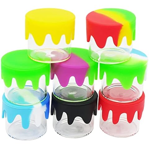 Recipiente redondo de cristal para cera concentrada con tapa de silicona Cover
