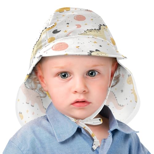 Childish Cartoon Dino Planets Toddler Baby Beach Hats Boy Beach Caps Baby Girls UV Protection Neck Flap Traveling Camping2