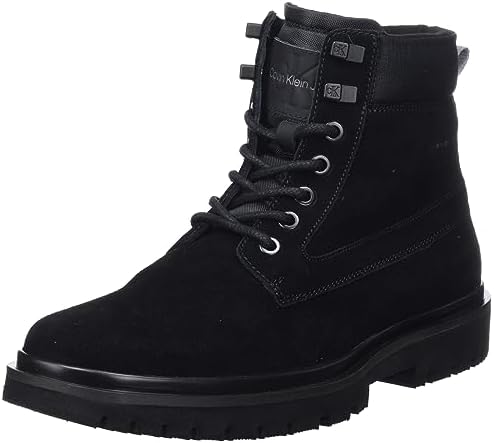 Calvin Klein Herren Mid Boot Stiefel Leder, Mehrfarbig (Black/Stormfront), 45