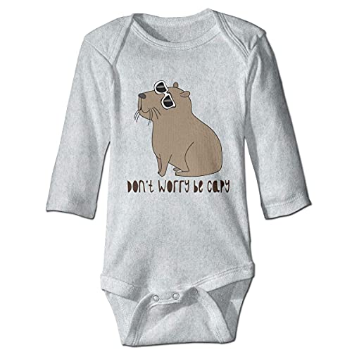 Image of Snagminio Don't Worry Be Capy Cute Capybara Unisex Baby Long Sleeve Bodysuit Cartoon Cloths Jumpsuit