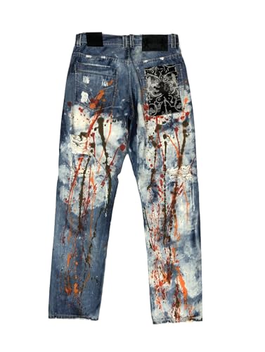 RB Slim Fit Painted Splatter Denim Jeans, Blue, Multi2