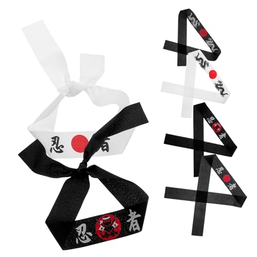 KITANDOVE 6個忍者テーマヘッドバンド バンダナ武士道風 空手テコンドーアクセサリー 誕生日パーティー用 向け和風コスチューム装飾