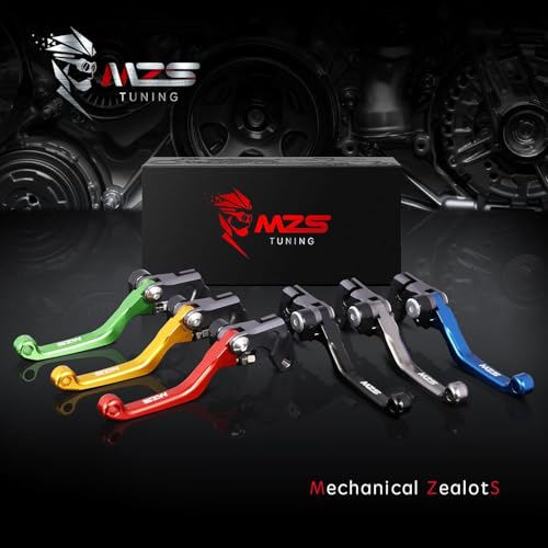Image of MZS Dirt Bike Brake Clutch Levers, Pivot Adjustable Motorcycle Lever CNC Green Compatible with KX250F 2013-2020 / KX450F 2013-2018 / KX250 2019-2020
