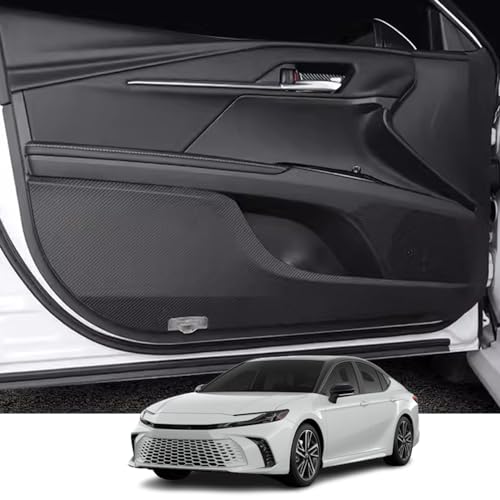 Kakash Custom Interior Accessories for Toyota Camry 2025 2026 Leather Door Anti Kick Pad Stickers,Side Edge Film Protector Stickers 4 Pieces/Set(Carbon Fiber)