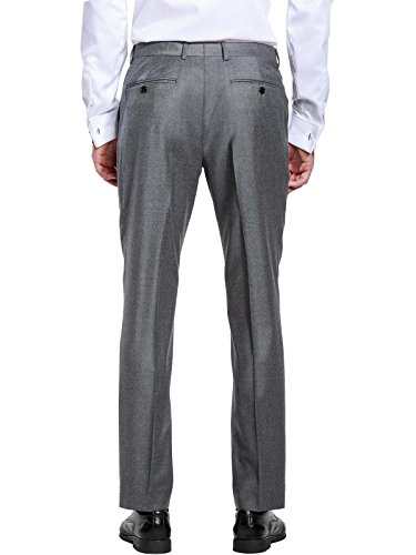 HBDesign Mens Formal Dress Slim Fit Flat Straight Grey Iron Free Pants2