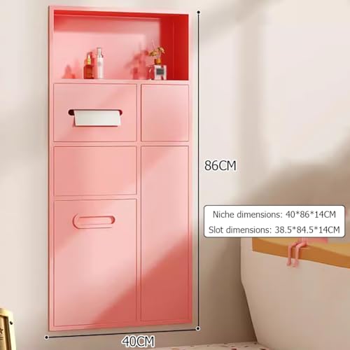 Inodoro empotrado moderno de acero inoxidable con espacio para bote de basura y porta papel, armario para baño que ahorra espacio, soporte para cepillo de inodoro elegante para organización eficiente, Blanco miniatura 2