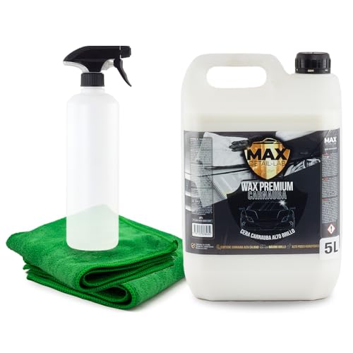 MAX DETAIL-LAB - Wax Premium - Cire Liquide Carnauba Voiture Format 5L Lustrage Carrosserie, Haut Shine Auto, Protection Hydrophobe Ceramique, Nettoyage Sans...