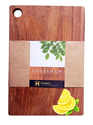 Image of Hutson Sheesham Wood Antibacterial Reversible Cutting Board for Kitchen (14 inch x 9 inch x 0.75 inch) - Heavy Duty Wooden Chopping Board for Vegetables, Meat & Fruits, Natural Food Safe Finish
