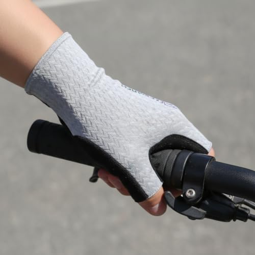 Image of Men's Summer Half-Finger Cycling Gloves Anti-Slip Shock-Absorbing Breathable Touchscreen Road Bike Gloves XL White
