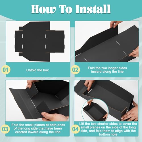 Image of Fuyoooo 30 Pack 12 x 8 x 4.5 Inches Cardboard Storage Bins Open Top Bin Boxes Black Corrugated Shelf Organizer Bins for Pantry, Parts, Garage, Snacks, Bottles, Cans or Warehouse Home Cubby