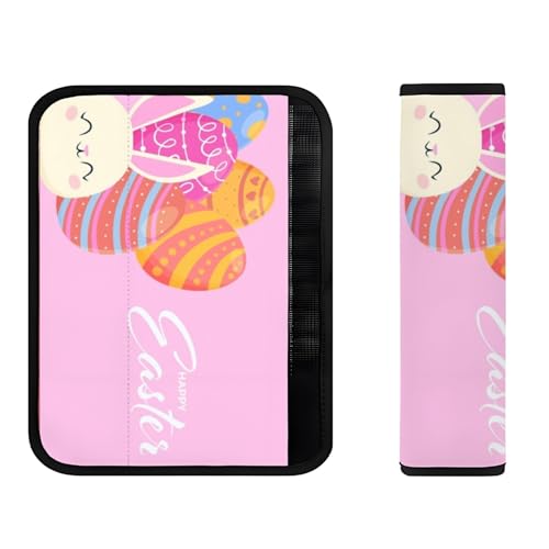 Cuscinetti per cinture di sicurezza con uova di Pasqua rosa, comodi cuscinetti per cinture di sicurezza per auto, accessori per tutte le stagioni, copertura per auto General Comfort universale cinghia