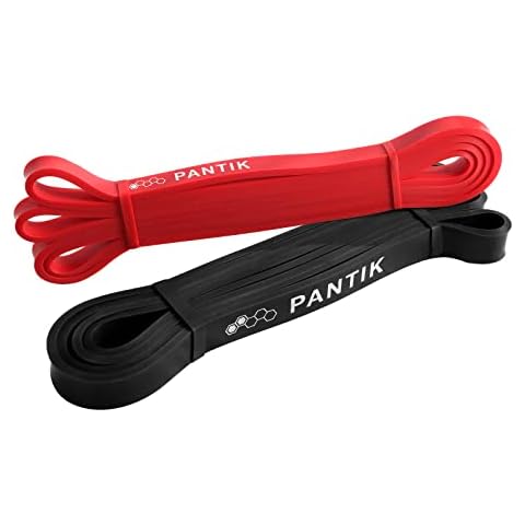 PANTIK Resistance Bands Set for Women and Men Pull up Bands Exercise Loop Band for Body Stretching Powerlifting Yoga Pilates Resistance Training red black Cover