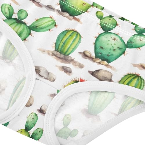 Joisal Girls Underwear Toddler 2t Cotton Panties for Girl Artistic Kids Undies Briefs Watercolor Green Cactus White4