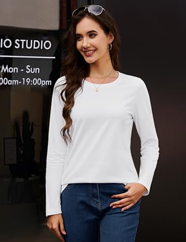 MAGCOMSEN Women's Long-Sleeve Crew-Neck Cotton T-Shirt Classic-Fit Shirt Soft Breathable Casual Tee Basic Tops2