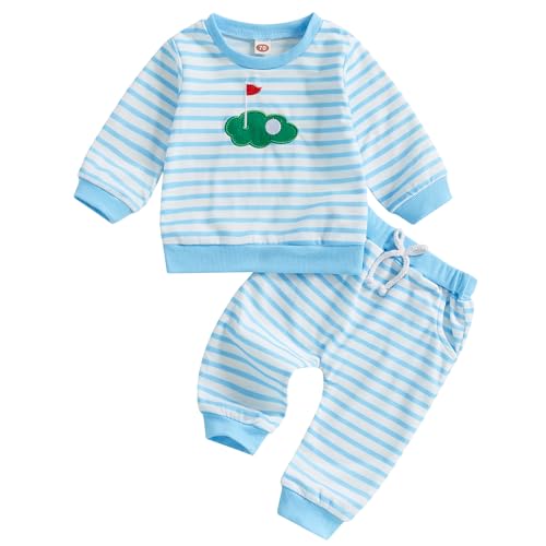 Beauace Baby Boy 2-Piece Outfit with Golf Embroidery, Blue