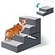 WGYTECH Haustiertreppe für Kleine Hundetreppe für Sofa und Bett aus Hochdichtem Schwamm Treppe mit Abnehmbare Waschbare Bezug Rutschfestem Boden,4 einsetzbare Stützplatten(4-Stufen)