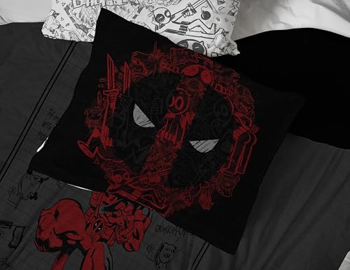 Image of Marvel Deadpool Twin Comforter Set 5 Piece Soft Bedding for Boys, Gray | Bed in a Bag, Comforter Sheets Sham Pillowcase, Official Product, Soft Microfiber, Machine Washable, Boys Gift