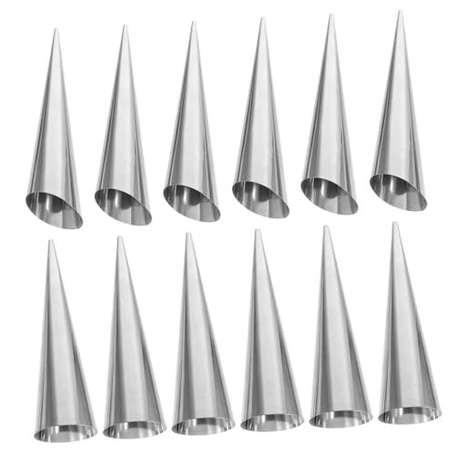Cabilock 12 Pcs Stainless Steel Conical Croissant for Baking Bread Easy to Clean and Reusable Baking Supplies