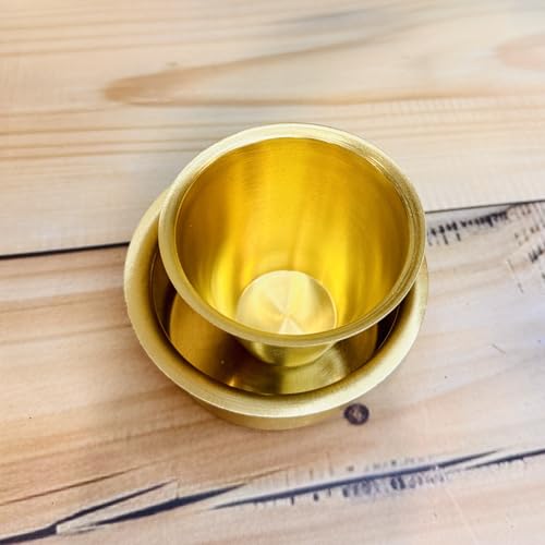 Image of Brass Coffee Dabara Set | Traditional South Indian Style | Handcrafted Brass Finish | Filter Kaapi Serving Tableware | Kitchen Drinkware Set of 2 Dabara