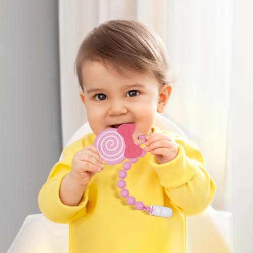 Image of Baby Lollipop Teether Toy with Pacifier Clip Holder,BPA Free,0 Months+