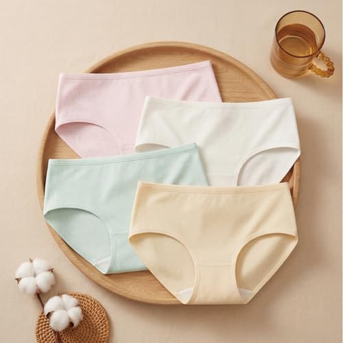Image of MOSSRIVER Cotton Underwear for Women Hipster Panties Full Coverage Stretch Ladies Briefs Mid Rise Regular & Plus Size