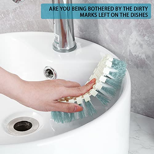CN1ST 6 PCS Cleaning Brush, Scrub Brush Set for Kitchen and Bathroom Household Use with Various Brushes for Cleaning Dishes, Tiles, Corners and Floors Sky Blue - Thumbnail 4