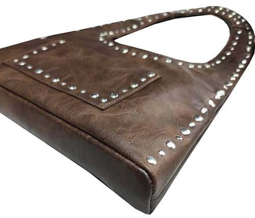 Image of Molodo PU Leather Hobo Bag for Women Vintage Studded Tote Bag Handbag Trendy Shoulder Bag Punk Streetwear Handbag Purse
