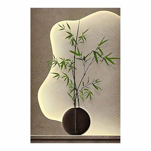 Image d'art moderne TERUEA pour habiller un mur vide toile plante bambou vert sans cadre