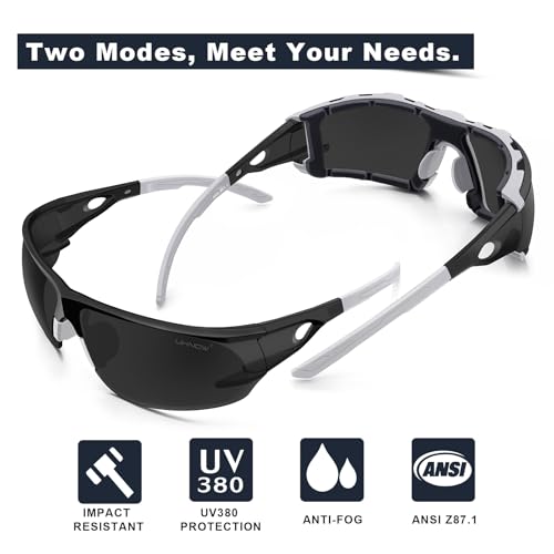 UKNOW Safety Glasses - Anti Fog Wraparound Lenses - Removable Foam Gasket - ANSI Z87.1 Protective Eyewear - Impact Resistant - Image 3
