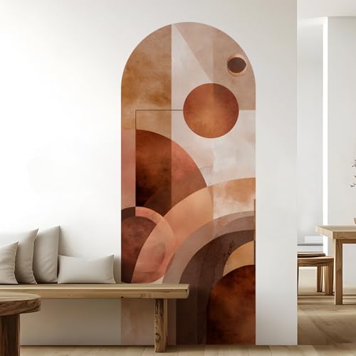 Image of PAPER PLANE DESIGN Boho Arch Wall Mural - Peel & Stick Botanical Wallpaper with Earthty Tone Plant - Waterproof Self Adhesive Canvas Texture for Living Room, Entryway - Size: 6ft x 2.5ft (C)