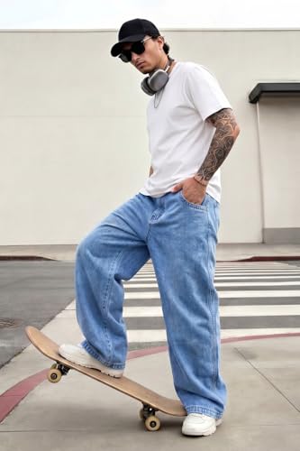 Image of GINGTTO Men's Baggy Barrel Jeans Wide Leg Y2K Denim Pants | Loose Fit Streetwear Casual Hip Hop Skater Vintage Style