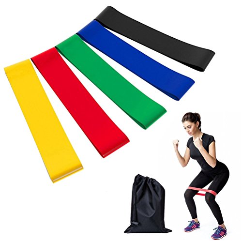 KAIHONG Bande Elastique Fitness, Bandes Élastiques de Résistance 5 Pcs Équipement d'Exercices pour Fitness, Yoga,Pilates, Entrainement Crossfit et Motrice - Entrainement Corps,Jambes, Fessiers